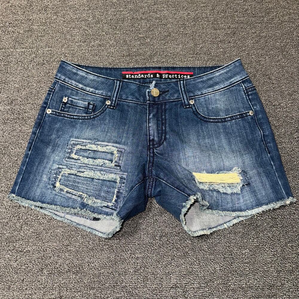 Standards & Practices Jean Shorts Women's Size 25 Distressed Denim Frayed Hem